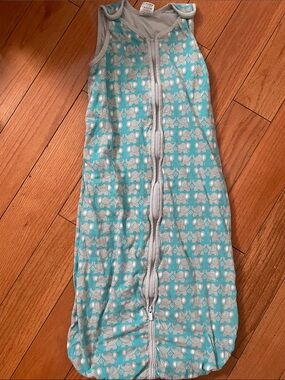 Kids Teal Sleep Sack with Elephant Pattern